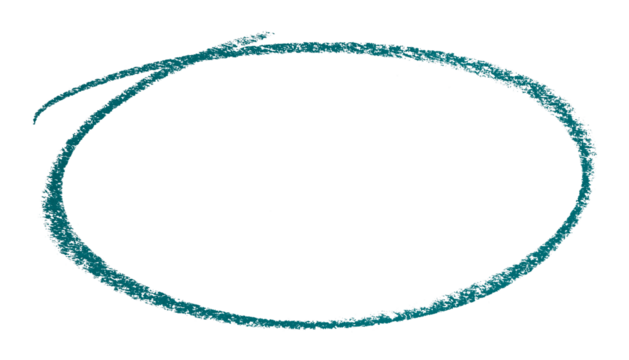 Green pencil highlight circle mark isolated on transparent background