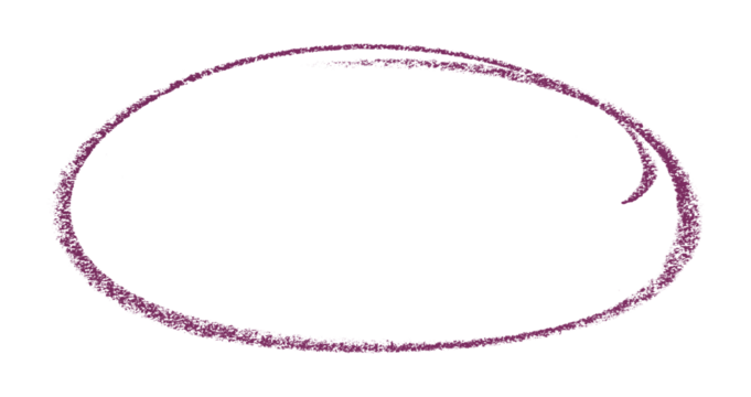 Purple pencil highlight circle mark isolated on transparent background