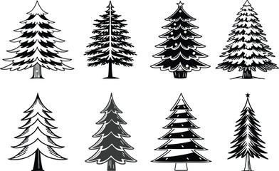 Obraz premium Christmas Tree Silhouette Minimalist Design Vector Illustrations