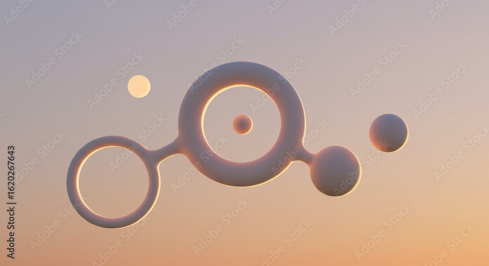 Poster abstract white molecular structure sunset background design element