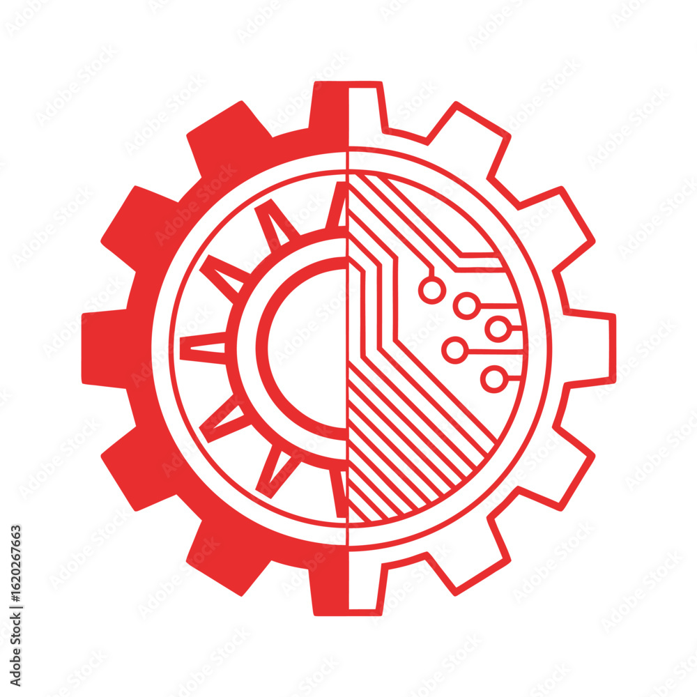 Aufkleber modern gear tech vector logo for robotics and automation.