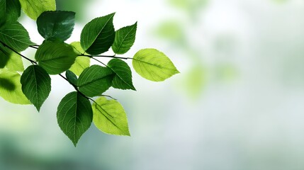 Fototapeta premium Closeup of Vibrant Green Leaves on a Branch