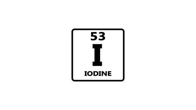 53 Number iodine icon animation on white background 4k video.