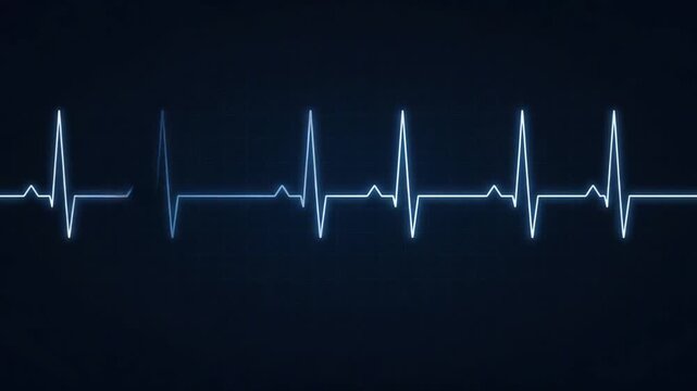 An electrocardiogram trace displays heart activity A rhythmic pulse visualized with blue lines against a dark background signals life