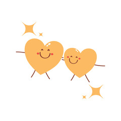 Cute Heart Characters Smiling Happy Together