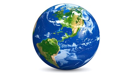 Realistic Earth Globe Illustration Depicting the Americas and the Atlantic Ocean