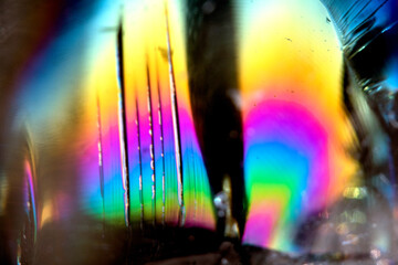 Beautiful close up of quartz crystal rock shard with reflective rainbow Holographic  spiritual light