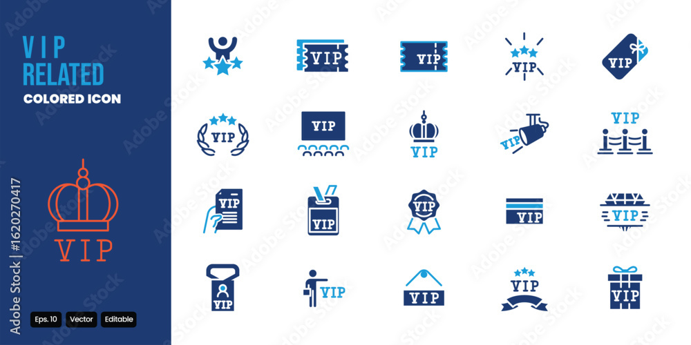 Poster vip colored icon set vector design good for web and mobile app