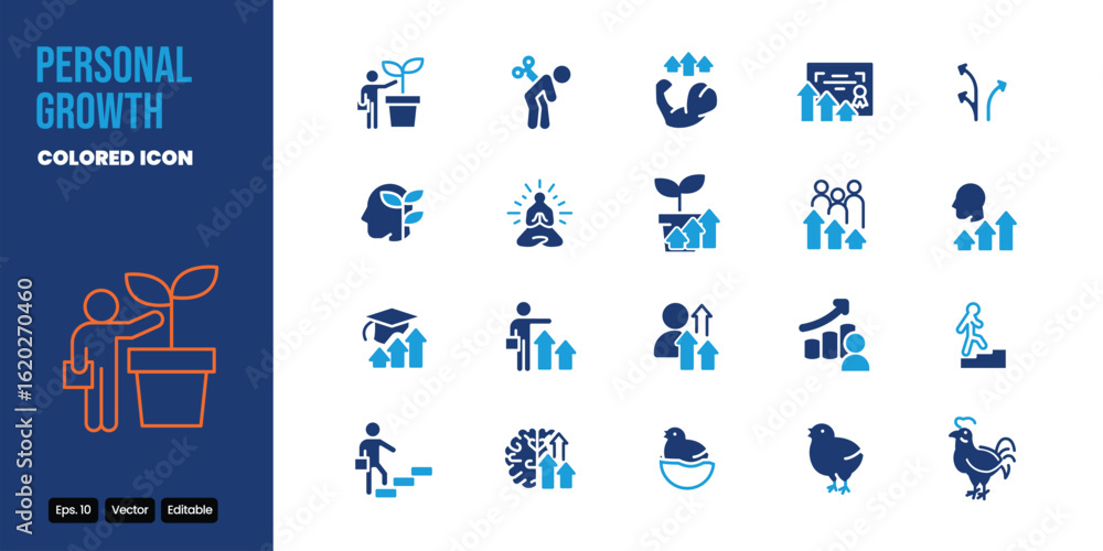 Poster personal growth colored icon set vector design good for web and mobile app