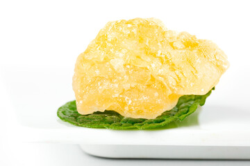 Handmade large grain yellow rock candy display showcasing craftsmanship