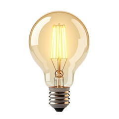 Vintage edison style led filament light bulb glowing warmly. Glowing led filament bulb isolated on white background on a transparent background	