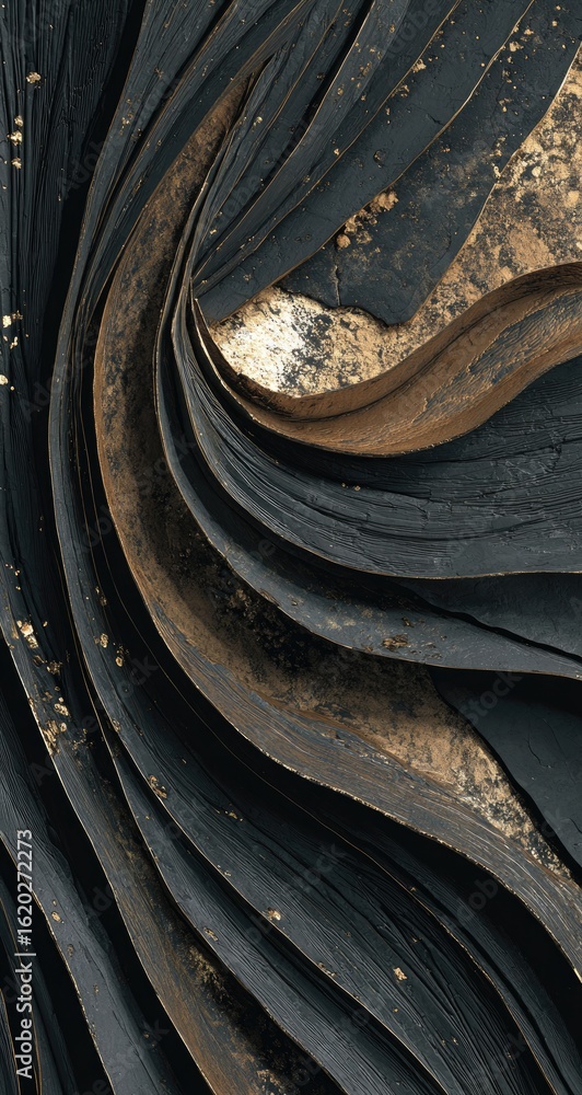 Aufkleber abstract swirling dark grey and gold textured layers creating a vortex effect