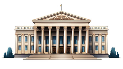 Naklejka premium a neoclassical government building on white background