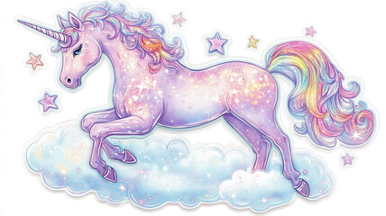 The Magical Journey of a Rainbow Haired Unicorn Dancing Through Clouds