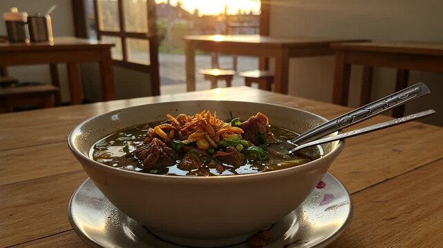 Warming Bowl: Indonesian Soto Soup at Sunset