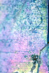 Beautiful close up of quartz crystal rock shard with reflective rainbow spiritual light