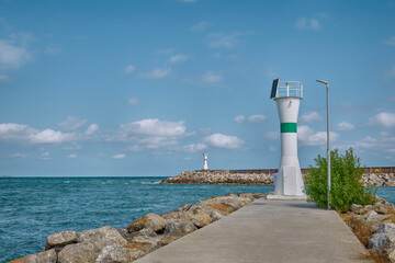 Lighthouse on the Black Sea embankment in Sile