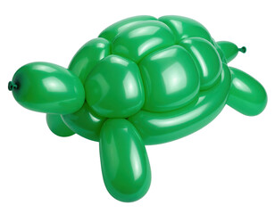 Fototapeta premium A glossy green balloon sculpture shaped like a turtle, featuring rounded forms and a playful design.