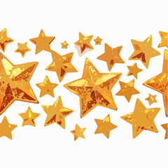 Obraz premium Pixel sparkling golden stars seamless border. 90s 8 bit game style glitter graphic element for branding, packaging, prints.
