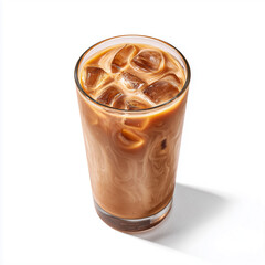 Thai iced tea with milk swirls in a tall transparent glass