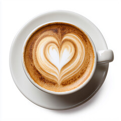 traditional cappuccino with heart latte art in a small cup