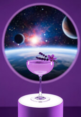 Purple Cocktail Space View Lavender Garnish purple drink