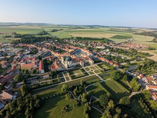 Jaromerice nad Rokytnou Castle and chateau garden park aerial panorama in Vysocina