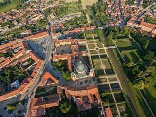 Jaromerice nad Rokytnou Castle and chateau garden park aerial panorama in Vysocina