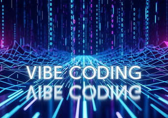Vibe Coding Digital Abstract Blue Purple Background