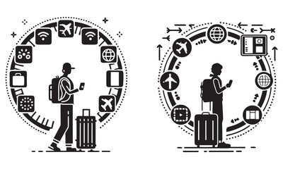 Essential Digital Nomad Icons for Remote Work, Travel and Productivity Design Projects

