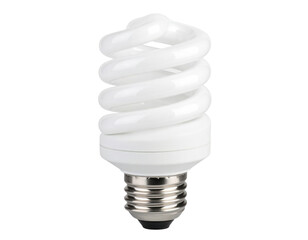 A compact, spiral-shaped light bulb designed for energy efficiency and prolonged use.