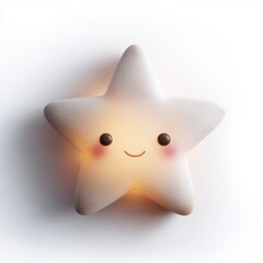 Cute Glowing Star Character on White Background