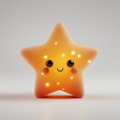 Smiling Star Toy with Glowing Lights on Gray Background