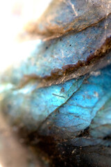 Beautiful close up of quartz crystal rock shard with reflective rainbow spiritual light