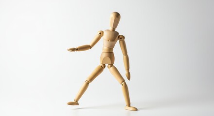 Wooden mannequin figure walking pose
