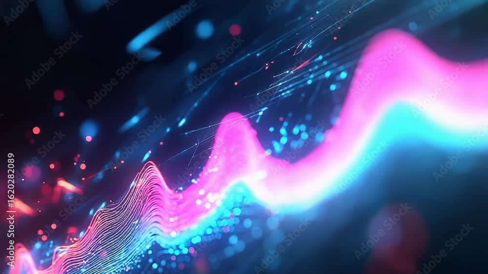 Poster abstract futuristic big data flowing lines and particles background