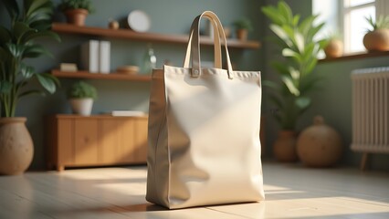 Standing Eco-Friendly Tote Bag Mockup with Studio Lighting