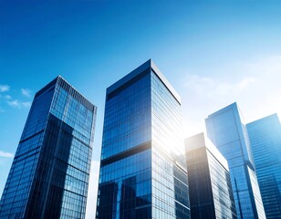 Naklejka premium Modern skyscrapers under a clear sky