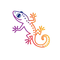 Fototapeta premium Colorful lizard illustration with gradient in purple and orange 