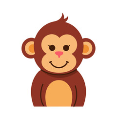 Obraz premium Cute cartoon monkey character smiling with round face and big eyes 