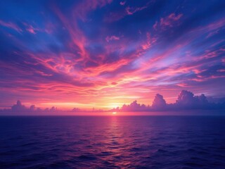 Background of colorful sky concept, Dramatic sunset with twilight color sky and clouds.