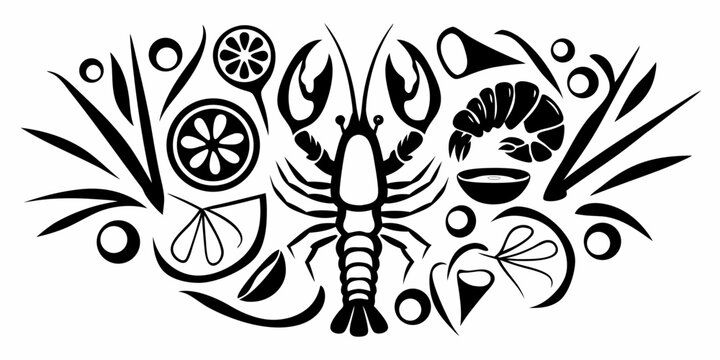 Stylized seafood and citrus arrangement