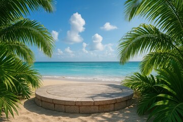 Fototapeta premium Tropical paradise with serene beach.
