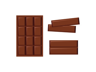 Chocolate bar vector set with flat design style. Ideal for candy packaging, dessert ads, bakery branding, sweet treats, confectionery, food illustrations, and digital menu design