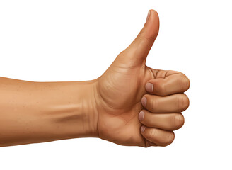 Human hand giving a thumbs up gesture isolated on transparent background