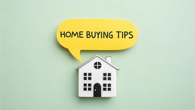 Home Buying Tips – Real Estate Advice, Property Purchase Guide, Informational Graphic, Light Green Background