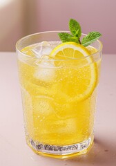 Refreshing Yellow Lemonade with Lemon and Mint