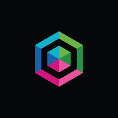 Colorful Geometric Hexagon Letter O Logo Design Vector Template