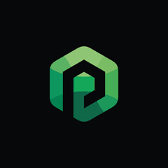 Hexagon Letter P Logo Design Vector Template