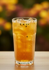 Refreshing Iced Passion Fruit Tea in Tall Glass